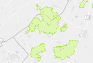 Kaart met de 3 Natura 2000-gebieden in Westerveld